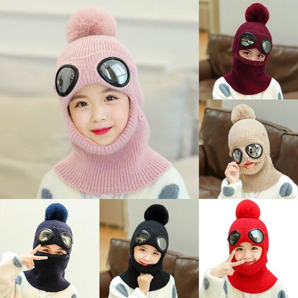 

toddler kids baby boy girl pompon hat winter warm knit crochet scarves skull caps scarf toddler baby boy girl knitting kids cap, Yellow