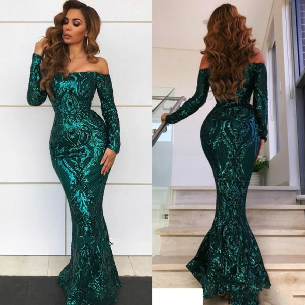 

hunter evening dresses off the shoulder lace appliques sequined floor length long sleeve prom dress custom made formal occasion gowns, Black;red