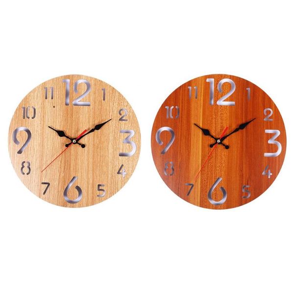 

retro round wall clock europe sytle hanging circular wood bedroom home bar decor decorative