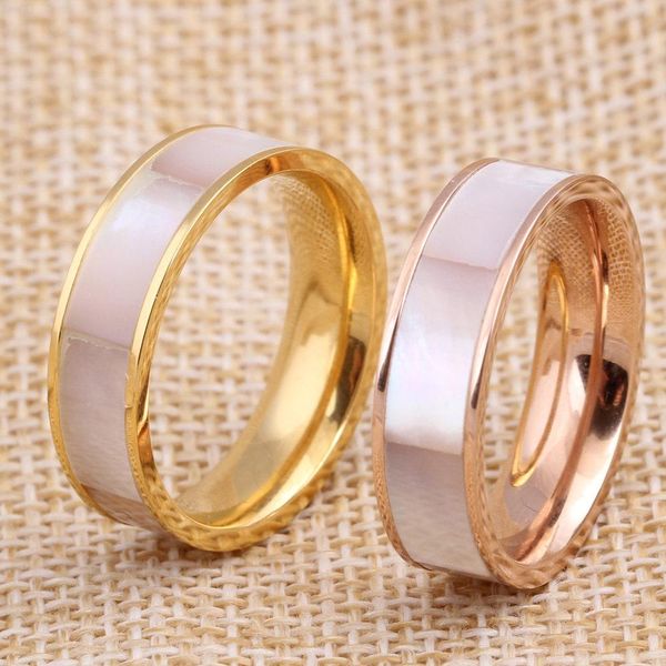 

women band rings jewelry fashion brief shell stainless steel rings wholesale 18k gold plated titanium steel circle rings lr094, Silver