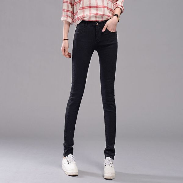 

women's spring 2020 new high waist feet jeans slim stretch pencil pants, Blue