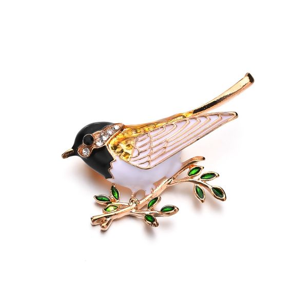 

rhinestone enamel oriole bird brooches men women's alloy bird branch brooch pins suits dress banquet brooch b393, Gray