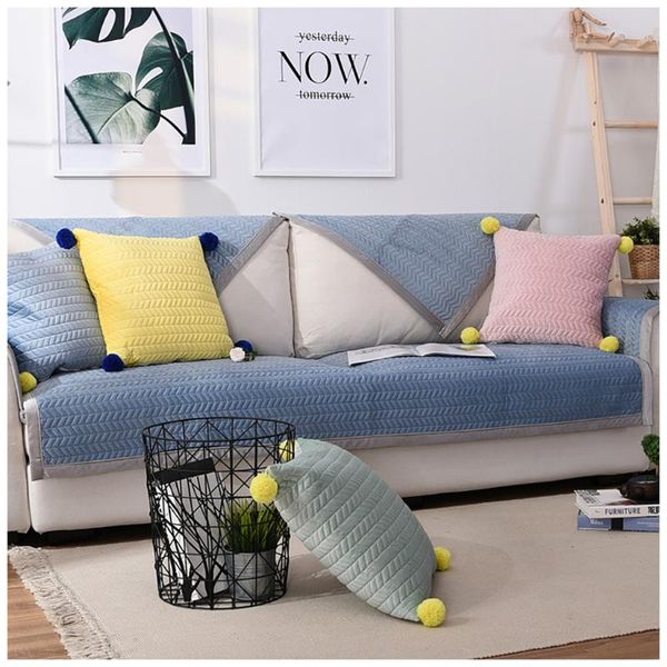 Lychee Plush Thicken Sofa Seat Cover Polyester Pets Cats Recliner