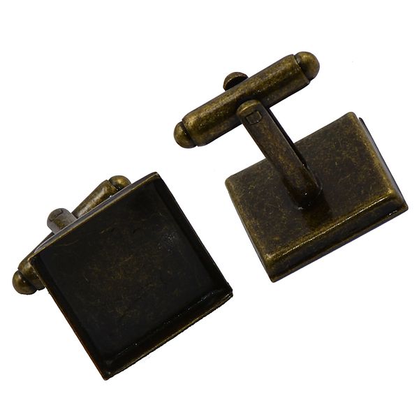 

6pcs square blank setting base pad cuff links diy formal cufflink bronze, Silver