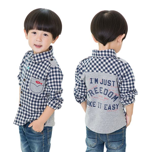 

children's long-sleeved classic casual plaid shirt korean baby boys turn-down collar plaid shirt for 2-6 years kids boy wear, White;black