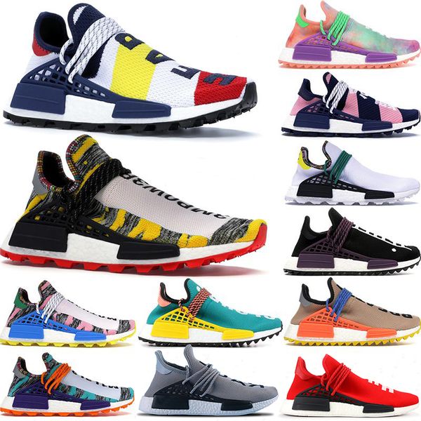 

new arrival human race bbc multi color pharrell williams men running shoes solar pack afro holi blank canvas trainers women sports sneakers, White;red