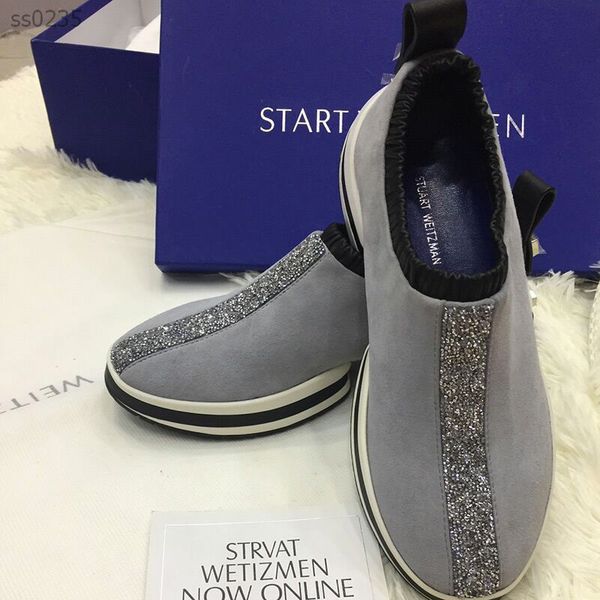 

2020 new elastic sheep suede elastic round head europe and america fashion flat bottom genuine casual sports women's single, Black