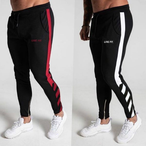 

2018 new men joggers brand male trousers casual pants sweatpants men gym muscle cotton fitness workout hip hop track pants, Black