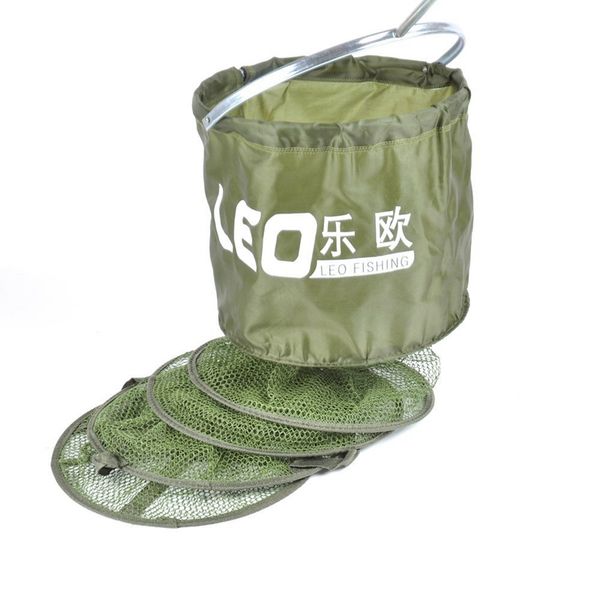 

leo 34cm * 1.5m fish net cage fishing tackle care creel 5 layers collapsible