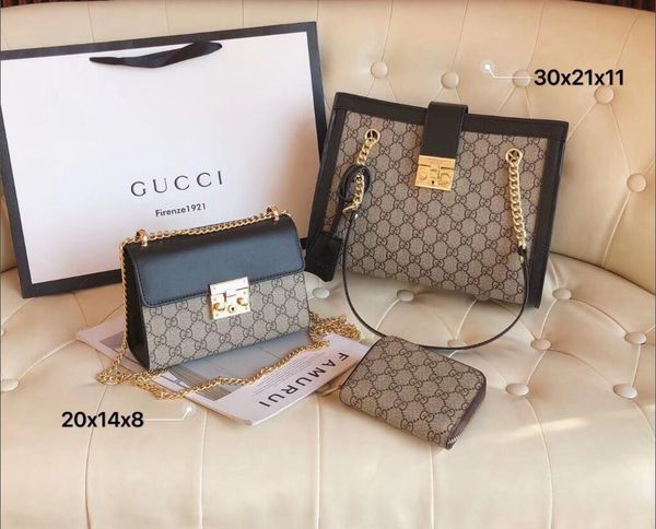 

2020 ladies new handbag ladies classic shoulder bag women's business bag exquisite leather backpack three-piece chain bag