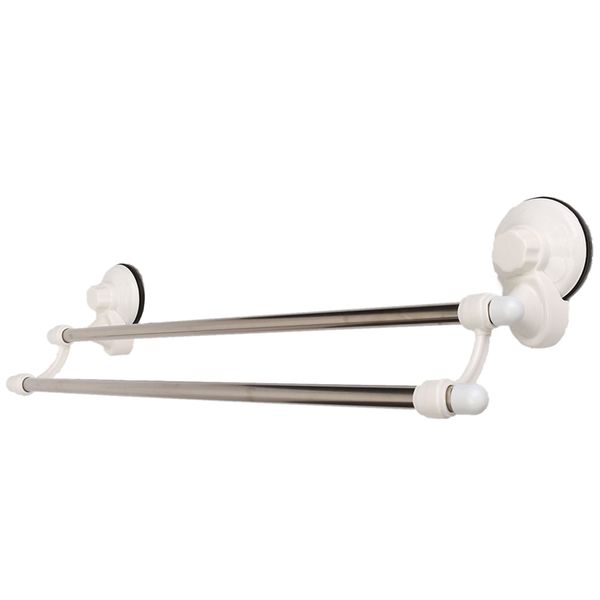 

18.5 inch double bars suction cup towel rail holder storage racks wall mounted abs bathroom organizer kitchen l