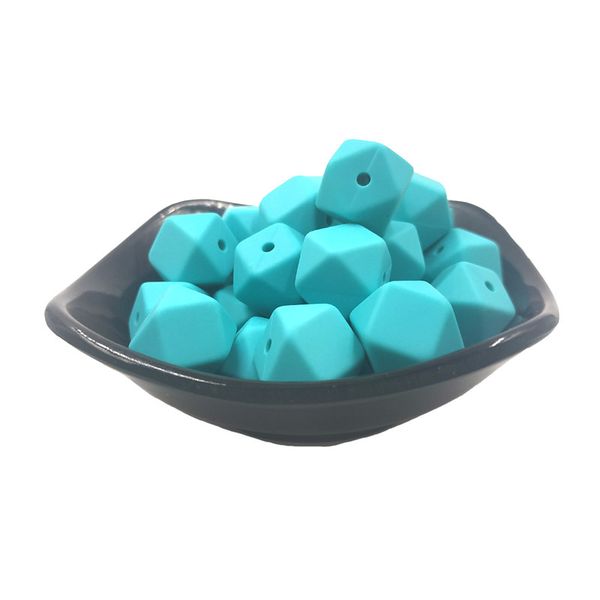 

diy silicone beads teething handmade infant safe jewelry octagon square shaped beads 50pc 14mm bpa necklace making accessory