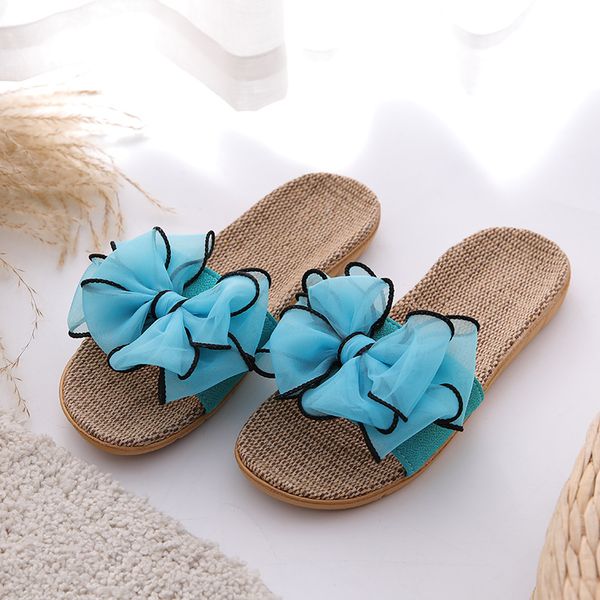 

lady home fashion indoor and outdoor linen summer cool sandals, Black