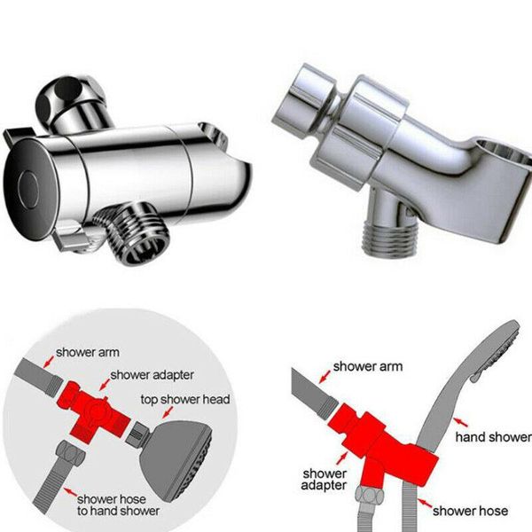 

three water separator brackets and shower head chrome-plated hand shower abs. material, polished chrome. shower arm steering