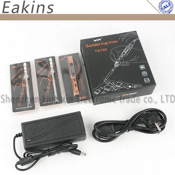 

ts100 intelligent programmable electric soldering iron olcd digital lcd display + 2pcs soldre iron tips + power supply