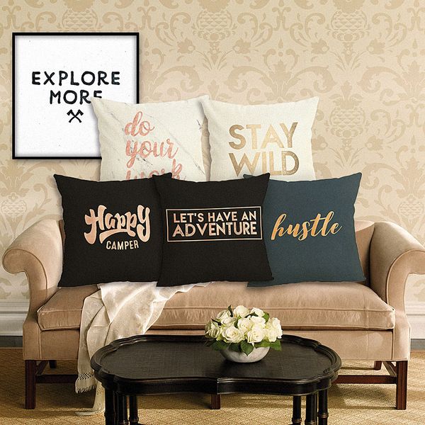 

cushion cover decorative pillows letter text cotton pillow office home cushion linen printing 45x45cm cushions home decoration pillow case