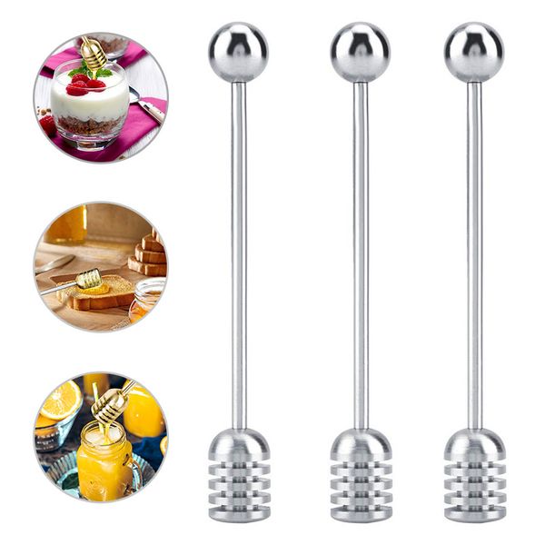 

honey mesuring spoon stainless steel straight handle metal dipper honey stick kitchen cooking tools