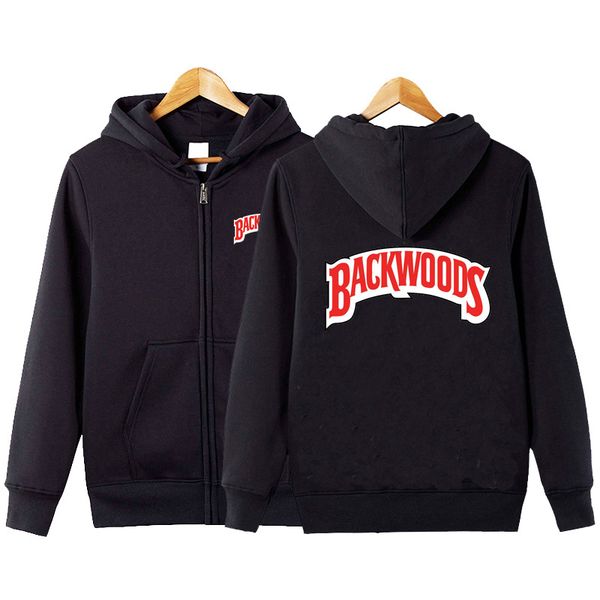 

винтовая резьба манжеты толстовки уличная одежда backwoods hoodie толстовка мужская мода осень зима хип-хоп молния толстовка, Black