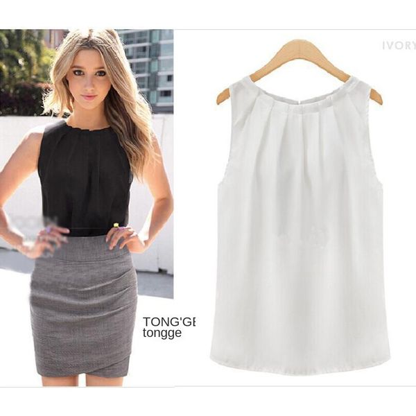 

женские дизайнерские футболки инс рукавов жилет универсальный с круглым вырезом шифон рубашка женщины, White