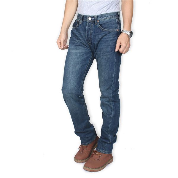 

cool elvis jeans men's straight barrel autumn winter new no-bomb wear white official authentic men's casual pants business gentlem, Blue