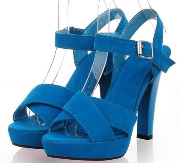 

2019 suede women's sandals in summer with new style high heel coarse heel waterproof table, Black