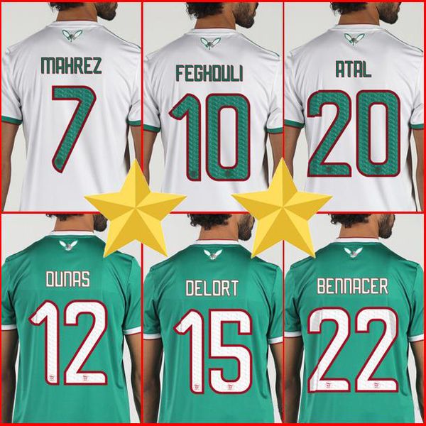

2 tar thailand 2019 africa cup algeria occer jer ey 19 20 algeria maillot de foot mahrez feghouli limani brahimi football hirt, Black;yellow