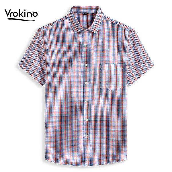 

2020 new in 5xl 6xl 7xl 8xl plus size men's short sleeve shirt men's business casual loose plaid shirt brand clothing, White;black