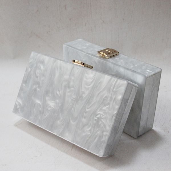 

new wallet brand fashion women messenger bag elegant solid hard acrylic clutch bag vintage lady party white shoulder evening bag clutches