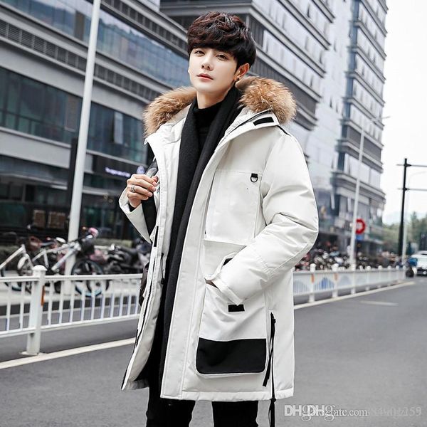 

19ss leather jacket winter jacket mens white duck down jacket with hoodies coat canada new man fashion keep warm goose down jackets, Black