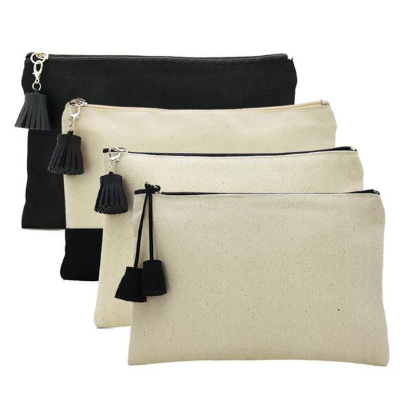 

oivefeet,4pcs 16oz plain nature cotton canvas cosmetic bag travel toiletry