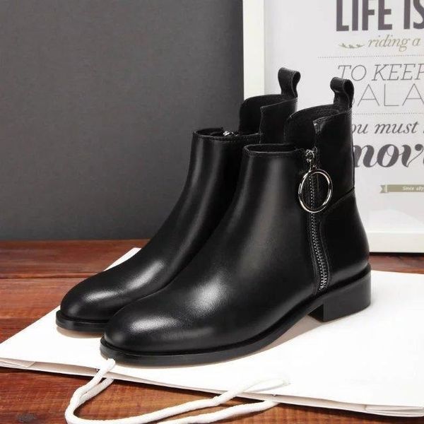 

autumn b and winter new layer leather ankle boots women riding rain boot boots booties sneakers dress shoes