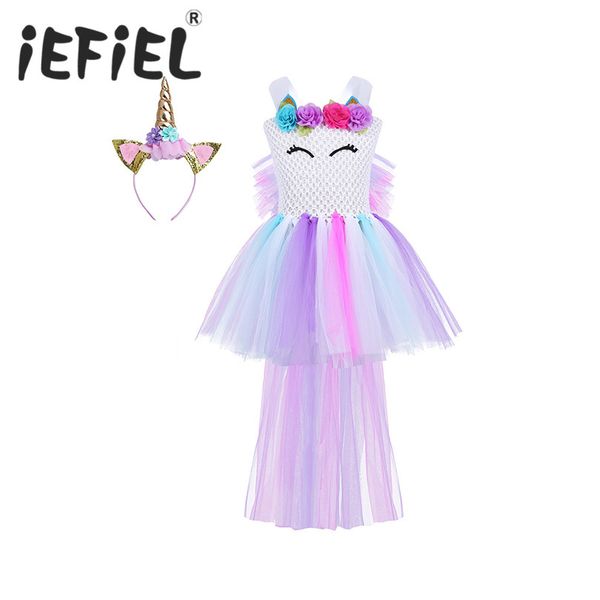 

iefiel girls princess floral tutu dress costume with hair hoop for kids birthday theme party cosplay halloween dress up clothes, Black;red