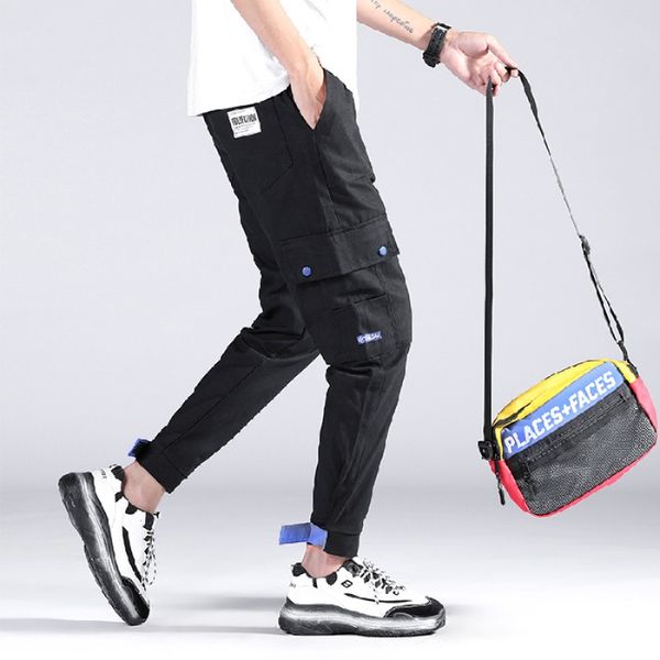 

2019 spring and summer new style outdoor background style spring bib overall men's casual pants trousers 1983 #, White;black