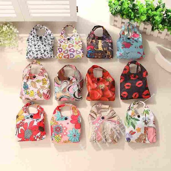

foldable shopping bag reusable tote pouch recycle storage grocery handbags eco friendly polyester waterproof bag for storage