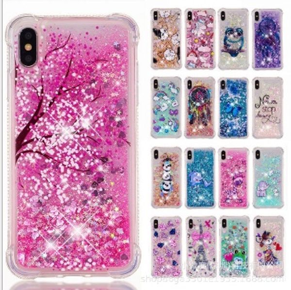 

cute dynamic cartoon bling quicksand liquid flowing glitter star tpu pc phone case cover shell for iphone 6 7 8 plus x xs xr xs max