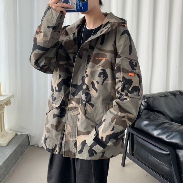 

2020 men's new spring jacket fashion trend casual street men's jacket workwear pilot camo wear, Black;brown