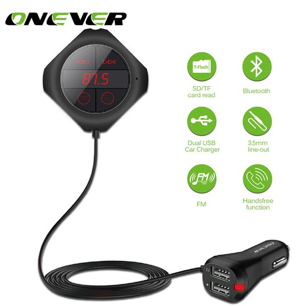 

onever 6-in-1 hands wireless bluetooth fm transmitter modulator car mp3 player tf/sd memory card usb lcd car accessories