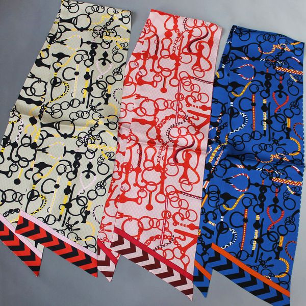 

2020 jiduo function geometry pattern double layer double-sided two colors long money silk twill silk scarf wide ribbon, Blue;gray