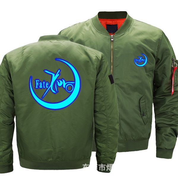 

fate zero saber anime luminous baseball coat bomber jacket printed windbreaker zipper sweatshirt sportswear cosplay costume, Black;brown