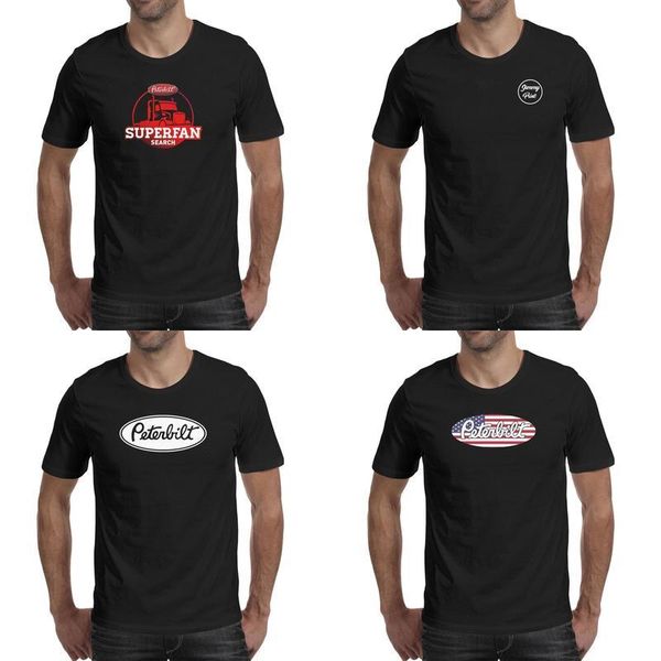 

mens peterbilt superfan search fashion t shirt design band cotton shirts cute short sleeve tees truck 379 car logo truck flag logo decal, White;black