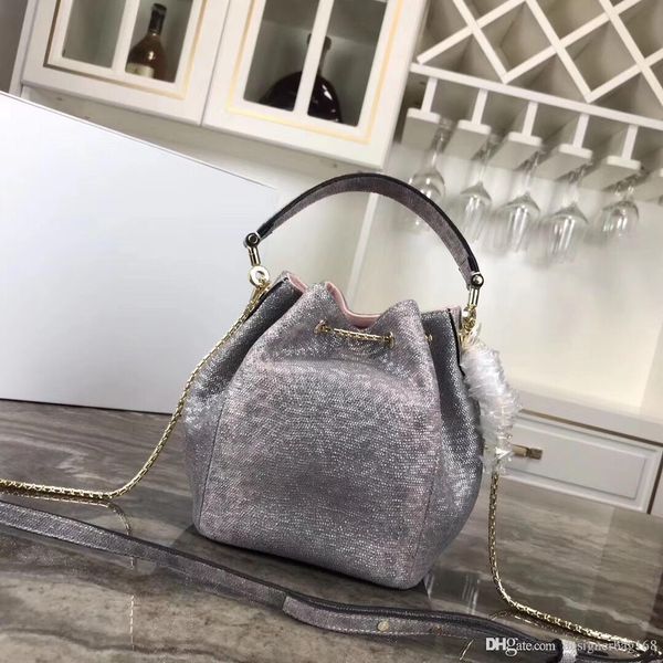 

new fashion designer woman handbags chain crossbody bag genuine leather shoulder mini snake lock tassel bucket bags pruse tote red bags 19cm