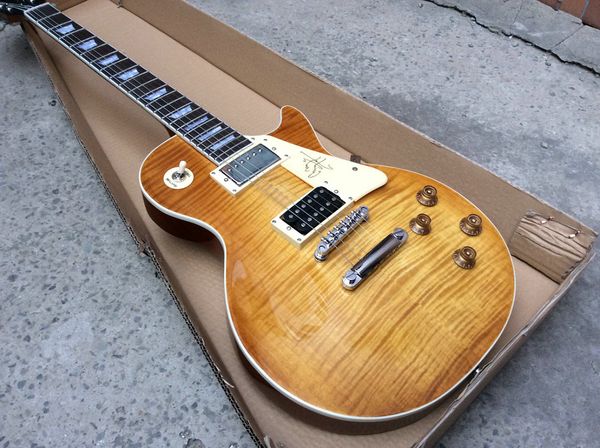 

china jimmy page guitar vos 1959 one piece straight flat neck flamed lemon burst honey burst nitrocellulose mahogany body chinese guitars