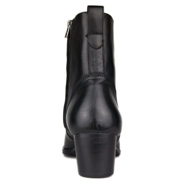 

plus size 46 black mid-calf cowboy boots men fashion side zip pointed toe high heels genuine leather work boots man footwear