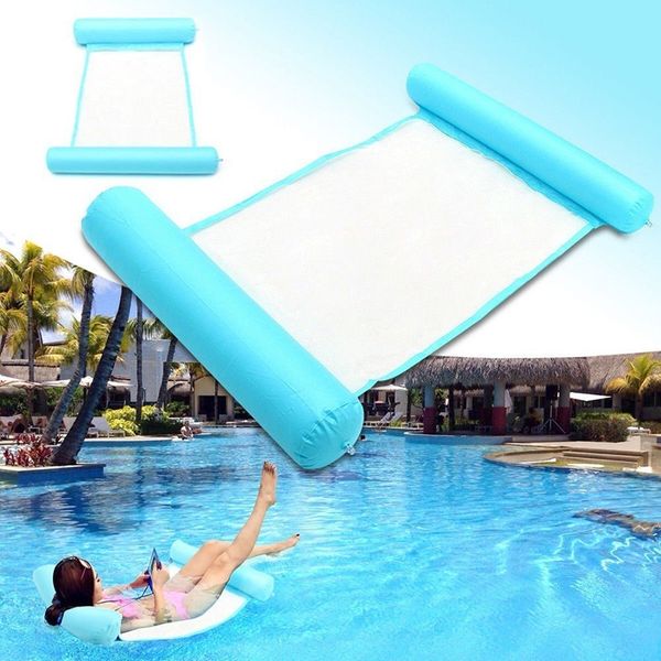 

summer pvc outdoor water hammock swimming pool kids foldable inflatable floating bed chair beach lounger backrest recliner