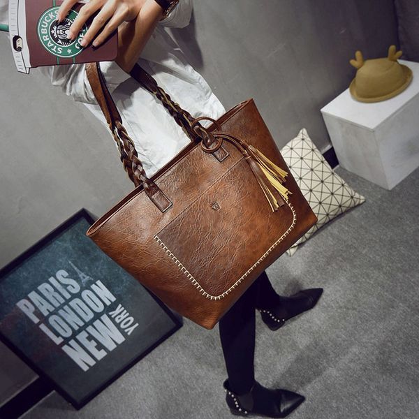 

large capacity women bags shoulder tote bags bolsos new women messenger bags with tassel designers leather handbags