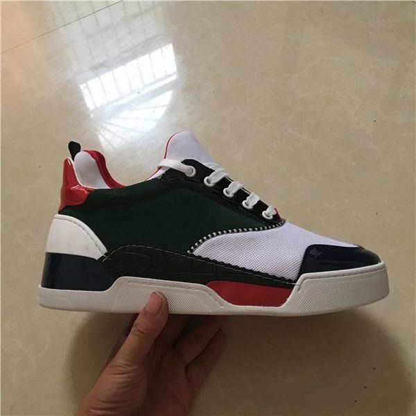 

2019 Brand Mens Casual Shoes real Leather Red Bottom For Men Low top Designer Flat Shoes 38-46