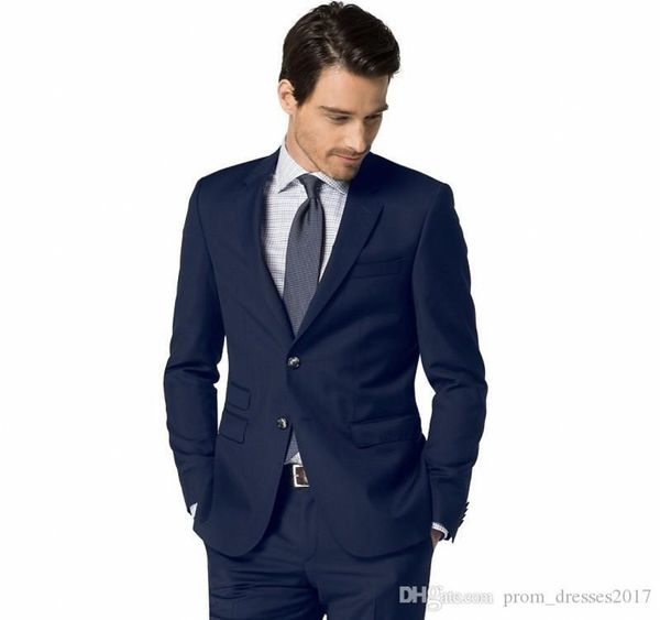 

good quality color navy business formal notched lapel tuxedos with two buttons side vent evening party clothing set (jacket+pants, Black;gray