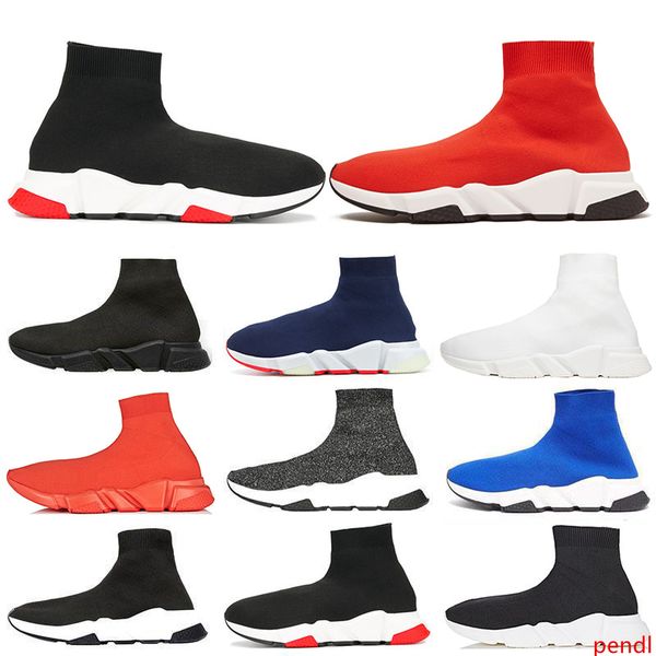 

2019 designer speed trainer men women high sock shoes black blue red solid luxury fashion boots trainers runner walking sneakers