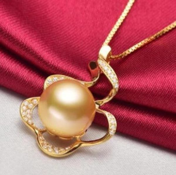 

2018 huge 11-12mm natural south sea gold pearl pendant necklace 18 inch, Silver