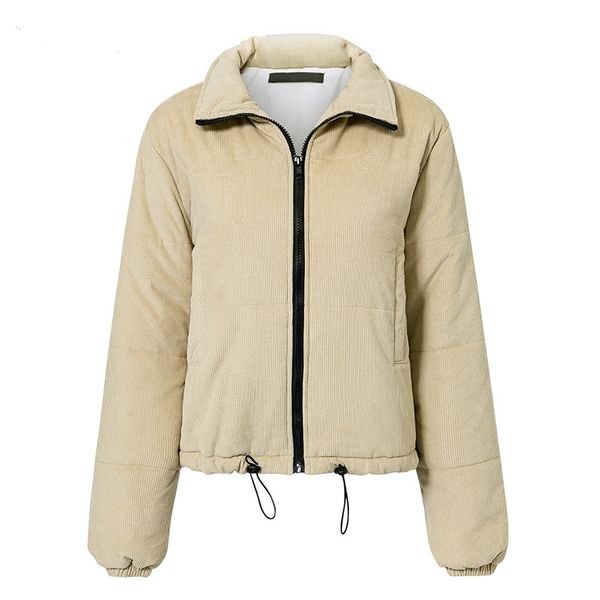

berrygo casual corduroy thick parka overcoat winter warm fashion outerwear coats women 2018 khaki streetwear jacket coat female, Black